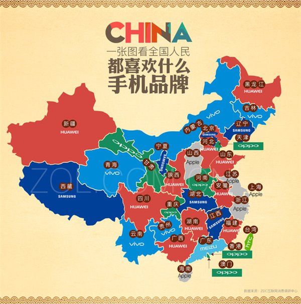 一張趣圖:蘋(píng)果在全國(guó)哪些省份的人氣最高？